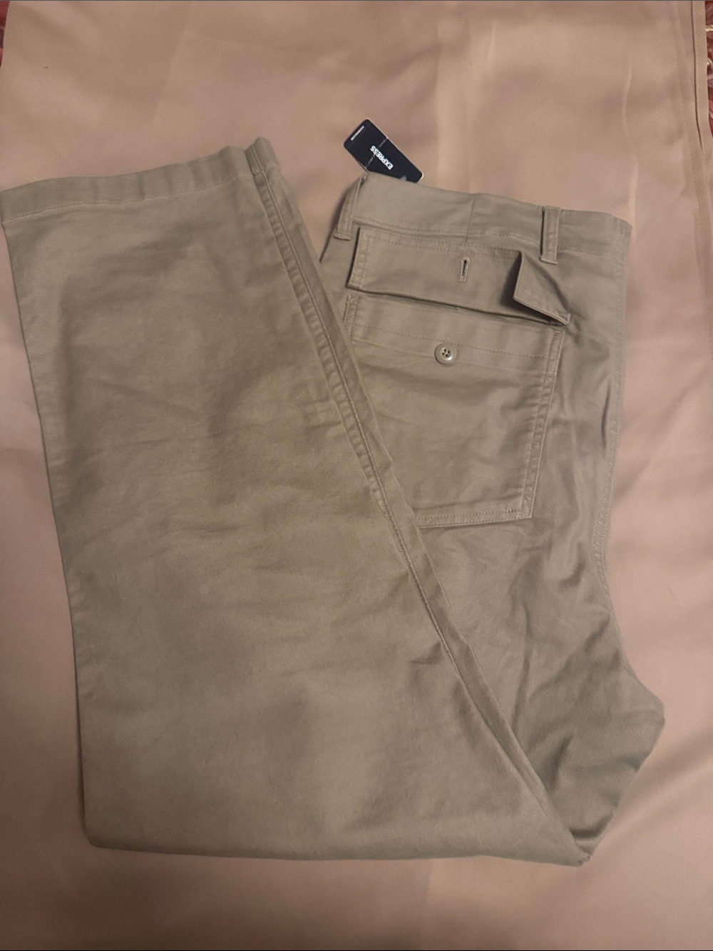 Express Men's Tan Chinos with Utility Flap Pocket